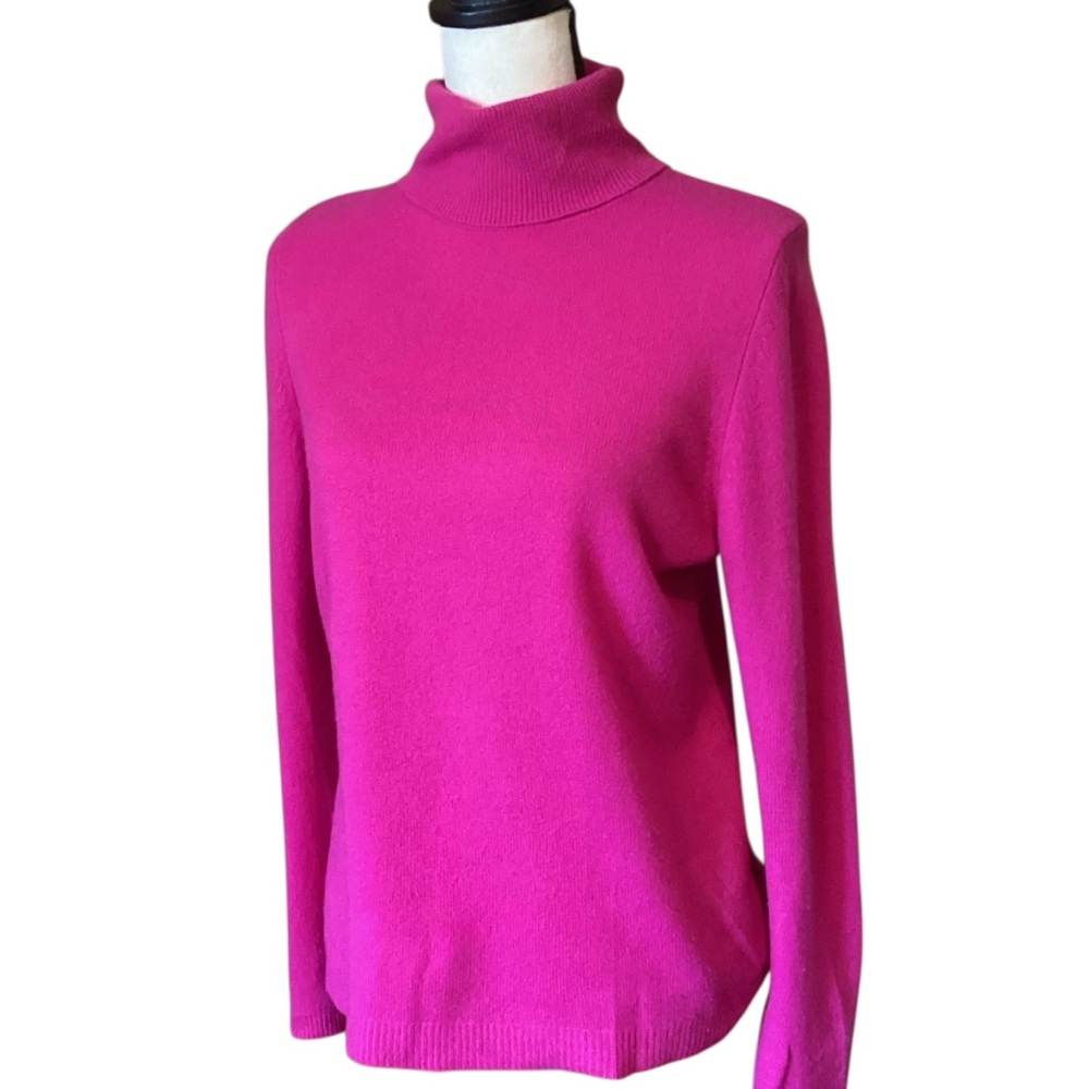Vintage C by Bloomingdales 100% Cashmere Pink Raspberry Turtleneck Sweater Large